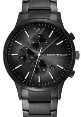 Emporio Armani Analog Chronograph Black Dial Black Steel Strap Watch For Men - AR11531